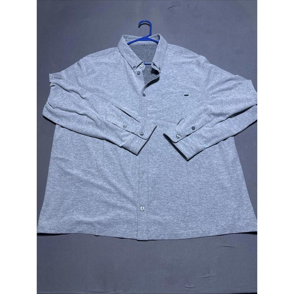 Vuori Shirt Mens XXL Gray Ace Button Down Performance Stretch Casual Preppy Logo